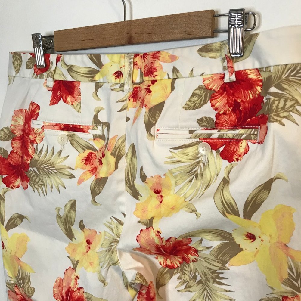 Talbots 10 / Large The Weekend Chino Ankle Pants Floral Mid Rise Straight - Picture 7 of 10